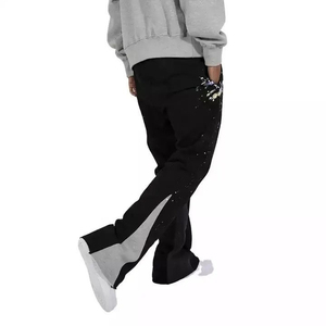 Jogging décontracté ample en molleton pour homme avec tissu en toile, couleur unie, coupe évasée, logo personnalisé - 100% coton, prix abordable - Product Image 2