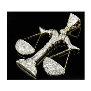 Elegant Trendy Luxury 10K <b>Solid</b> <b>Gold</b> Moissanite Diamond Iced Custom Balance Scale Unique Hip Hop Fine <b>Pendant</b> Necklace for Men - Product Image 1
