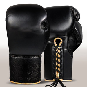 Guantes de boxeo profesionales con cordones, guantes de combate de competición, guantes de sparring de cuero premium para entrenamiento profesional de boxeo. - Product Image 3