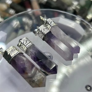Pendentif en améthyste pour stylo, collier en cristal violet, bijoux artisanaux en pierres précieuses pour un style spirituel et un usage quotidien - Product Image 1