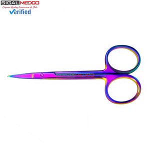 Ciseaux ophtalmiques de précision en titane multicolore irisé de 4,5 pouces, en acier inoxydable allemand, instruments chirurgicaux micro - Product Image 4