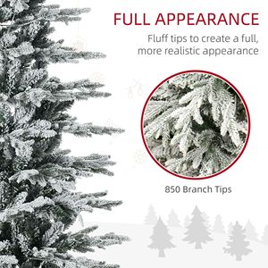 Albero di Natale Artificiale Preilluminato Alto 2,3 m con 850 Rami Innevati, 350 Luci Giallo Caldo e Trasparenti, Decorazione Natalizia Automatica - Product Image 4