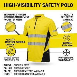 Ropa de Trabajo Fluorescente Personalizada de Fábrica, Polo con Franjas Reflectantes, Ropa de Trabajo de Malla de Poliéster de Secado Rápido, Fabricante de Ropa de Trabajo - Product Image 2