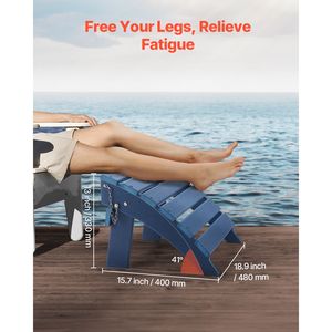 Poggiapiedi Pieghevole in Plastica HDPE per Patio, 15.7"L X 18.9"W X 13"H, Resistente alle Intemperie, Stile Adirondack - Product Image 5
