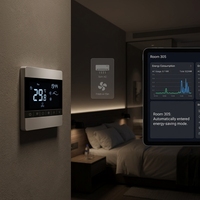 Termostato Digital Programable T8200F con RS485 Opcional para Fan Coil, 12V/220V, Cuadrado, Ignífugo, PC+ABS, Ahorro de Energía, Montaje en Pared
