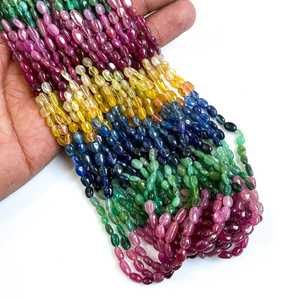 Cuentas de rubí natural, esmeralda, zafiro amarillo, zafiro azul de 5x4 a 6x5 mm, cuentas sueltas de piedras preciosas múltiples para la fabricación de joyería. - Product Image 5