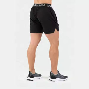 Shorts de sport pour hommes grande taille, vierges, personnalisables avec logo, entrejambe de 5 pouces, fente latérale, double couche - Product Image 6