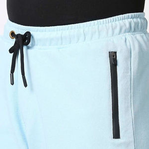 Men's Light Blue 100% Cotton Eco-Friendly Quick Dry Bermuda Shorts <b>Elastic</b> Waist Drawstring Casual Knitted Solid Color Mid - Product Image 4