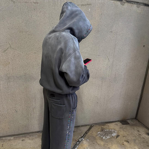 Conjunto Deportivo Personalizado Estilo Y2K para Hombre, Sudadera con Capucha Lavada al Ácido, Pantalones Anchos, Estilo Hip Hop Urbano - Product Image 6