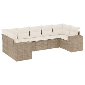 Grand ensemble de canapés de jardin réglables en rotin PE beige, mobilier de jardin ajustable - Product Image 2