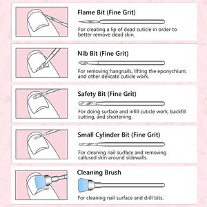 Top Trending Nail Cuticle Cleaning Tools Set Stainless Steel Manicure Nail Drill Bits Polish Handle Electric Nail Drill Bit Sets - Product Image 3