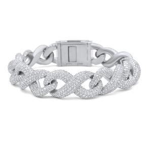 Round Brilliant Cut Diamond <b>Charm</b> Bracelet 14K Gold Plated Unisex Hiphop Filled Diamonds D Color Heavy Jewelry GIA Certified - Product Image 1