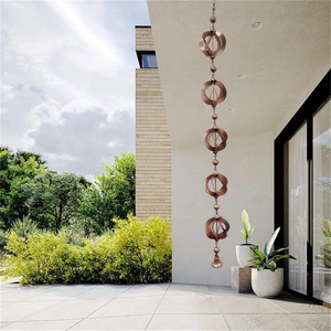 Chaîne de pluie en métal artisanale, maillons en acier inoxydable et aluminium, revêtement poudré, fixation murale, style moderne/traditionnel, pour balcon et maison - Product Image 5