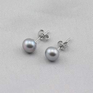 Boucles d'oreilles en perles d'eau douce, version coréenne, authentiques, blanches et grises, minimalistes, tentation, perles blanches et grises, minimalistes, tentation - Product Image 4