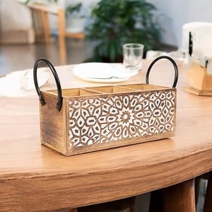 Porte-couverts artisanal en bois de manguier de qualité supérieure pour le rangement de la vaisselle dans la cuisine, design unique, fabricant indien, offre en gros - Product Image 2