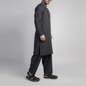 Traje afgano para hombre a precio económico, con bordado en el cuello, conjunto tradicional islámico de shalwar kameez para verano, bandhgala de algodón. - Product Image 3