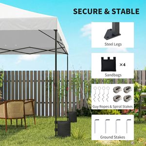Tenda Pop-up Bianca 3x3 Metri, Gazebo Portatile da Esterno con Montaggio Istantaneo e Borsa con Ruote - Product Image 6