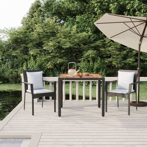 Set da pranzo in 3 pezzi di Poly Rattan nero con cuscini Set da giardino - Product Image 1