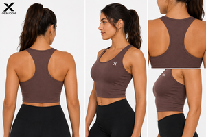 Camiseta Deportiva Corta de Punto para Mujer, Color Sólido, Cuello Redondo, Secado Rápido, Estilo Deportivo, Diseño con Espalda Descubierta, Elástica, OEM, Marca X Sports City - Product Image 2