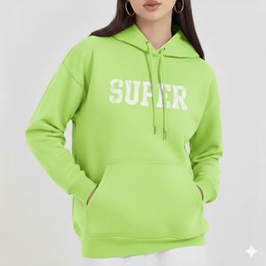 Sweat à capuche oversize en molleton imprimé uni pour femme 2026, avec logo frontal, décontracté, hiver, manches longues, respirant, séchage rapide, contemporain - Product Image 3