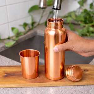 BURAQ HANDICRAT Copper Water <b>Bottle</b> 1L Design for Travel copper <b>bottle</b> set - Product Image 3