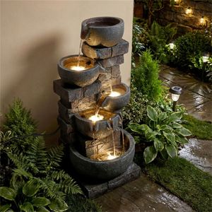 Fontana a Cascata Moderna a 5 Livelli con 24 Luci LED, Elemento Decorativo in Acciaio Inox per Esterni, Garanzia di 1 Anno - Product Image 3