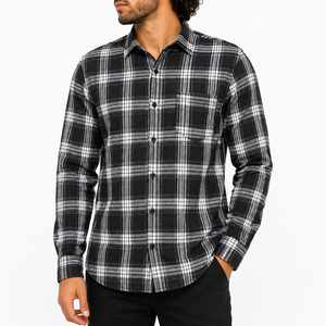 Camisa de Franela a Cuadros de Algodón para Hombre, Fabricación Personalizada OEM, Suave y Cómoda, Talla Grande - Product Image 1