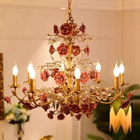 MEEROSEE-Pendentif feuille en céramique chinoise suspendu, lustre français pour le salon MD98056