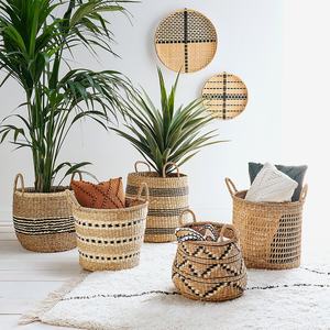 Top Selling Seagrass Eco-Friendly Rustic Round <b>Baskets</b> Set of 2 3 Handwoven Home & Laundry Storage Organization - Product Image 3