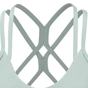 เสื้อชั้นในกีฬาสำหรับผู้หญิง สีฟ้าอ่อน แบบ Racerback รองรับปานกลาง ระบายอากาศได้ดี ดีไซน์ล่าสุด คอกลม สีพื้น สำหรับโยคะและออกกำลังกาย - Product Image 6