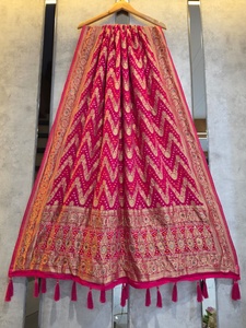 Dupatta en Georgette Pure Khadi Bandhej Leheriya, Collection de Dupatta Traditionnelle Ethnique de Créateur pour Mariage, Fête et Cérémonie - Product Image 5