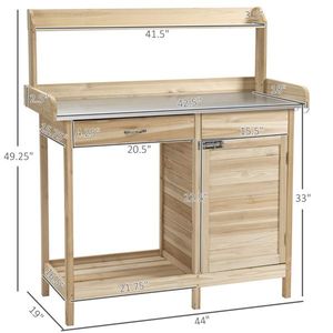 Open Shelf Storage <b>Garden</b> Workbench with <b>Tool</b> Holders - Product Image 3