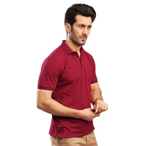 เสื้อโปโลผู้ชายสีแดงเข้มเสื้อคอตตอนแขนสั้นผ้าคอตตอนลำลองสำหรับใส่ทำงานใส่ทุกวันโลโก้ตามสั่ง - Product Image 4