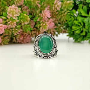 Bague artisanale en onyx vert, bijou en pierre naturelle, style bohème, cadeau artisanal pour elle - Product Image 2