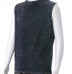 Débardeur Homme 100% Coton, Col Rond, Sans Manches, Teint Uni, Respirant, Écologique, Tricoté, Décontracté, Lavé, Coupe Ample, Surdimensionné, Logo Avant - Product Image 4