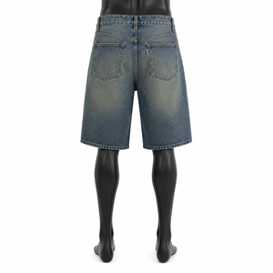 Pantalones Cortos Bermuda de Mezclilla Lavada para Hombre, Cintura Media, Cierre con Cordón, Estilo Casual, Tela de Poliéster/Algodón Transpirable - Product Image 2