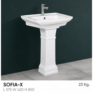 Lavabo de salle de bain rectangulaire sur pied en surface solide, design traditionnel, finition polie, drain intégré, capacité 12L - Product Image 4