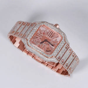 นาฬิกากลไกพลังงานแสงอาทิตย์ผ่านการรับรอง GIA สำหรับผู้ชายหรูหราประดับเพชร VVS Moissanite ใหม่สไตล์ฮิปฮอปสีทองแก้วสแตนเลสสตีล - Product Image 4