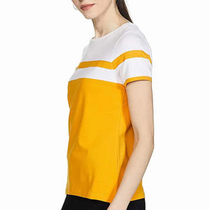 T-shirt d'été décontracté pour femme à manches courtes, rayé, color block, col rond, en coton doux, hauts pour femmes, tee-shirt tendance, vente en gros 2024 - Product Image 5