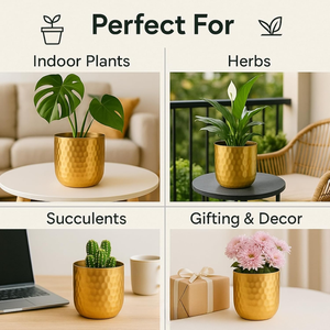 Macetas Metálicas para Plantas de Interior y Exterior, Decoración para Hogar y Jardín, Juego de 2 Macetas para Sala de Estar y Dormitorio - Product Image 2