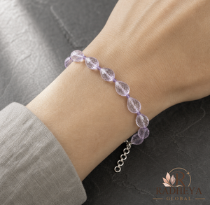 Handmade Quartz Stone <b>Beaded</b> <b>Bracelet</b> with Silver Lobster Clasp, Elegant Fashion Jewelry for Women Gift & Everyday Wear - Product Image 1