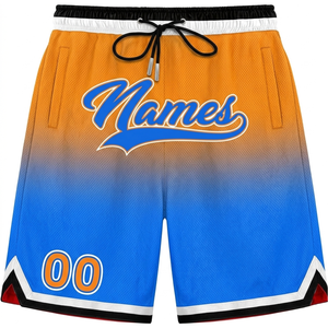 Shorts de basket dégradés pour hommes avec cordon de serrage à la taille et poches, séchage rapide, en maille athlétique, bleu orange - Product Image 1