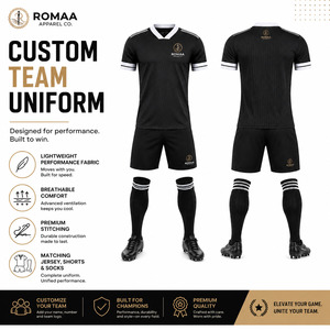 ชุดเสื้อฟุตบอล ROMAA สีดำ แบบยูนิเซ็กซ์ คอวี แขนสั้น ระบายเหงื่อได้ดี ทรงปกติ พร้อมโลโก้ปักลายแบบซับลิเมชั่น - Product Image 5