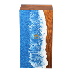 Wholesale Custom Ocean Wave Resin and Wood Cremation Urn for Ashes beautifully handcrafted memorial by AYAANS - Product Image 6