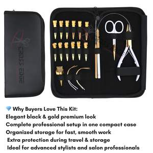 Kit d'outils de pose d'extensions capillaires Micro Link en gros avec crochets, enfileurs, pinces de sectionnement, aiguilles à coudre et pinces à extensions capillaires - Product Image 6
