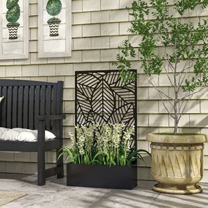 Paravent d'extérieur en métal noir pour jardin surélevé, panneau de séparation mural ou autoportant, jardinière, pots de fleurs, bacs à plantes - Product Image 2
