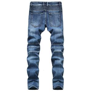 TITAN TREAD WEAR Jeans de moto para hombre, corte recto, denim lavado a la piedra, remaches, cintura alta, frente plano, algodón transpirable - Product Image 2