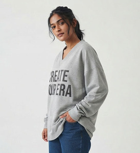 Regal Three 300 GSM Heavyweight V-Neck T-<b>Shirt</b> Long Sleeve Printed Oversize Tshirt Casual Loose Fit Summer Wear <b>Baggy</b> Tee - Product Image 3