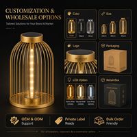 Lanterne LED solaire OEM en gros pour tombes, lanterne d'extérieur en métal doré, lampe de table de jardin LED en gros