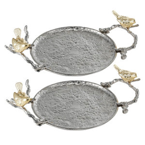 Luxury Textured <b>Gold</b> Metal Rectangle Serving <b>Tray</b> with Handles Decorative <b>Coffee</b> <b>Table</b> Storage Platter - Product Image 6